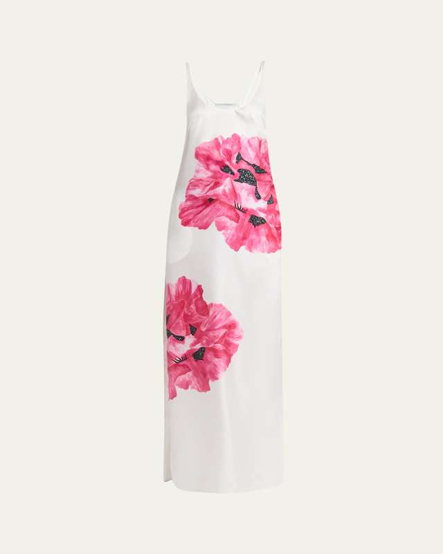 Flower Print Silk Tank Gown